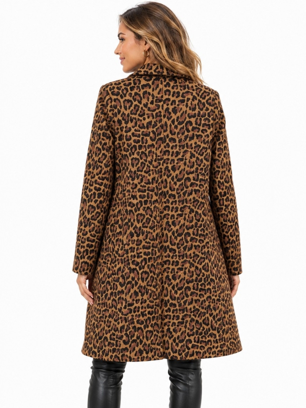 Zara Leopard Print Duster Coat - Brown/Black - Picture 2 of 6